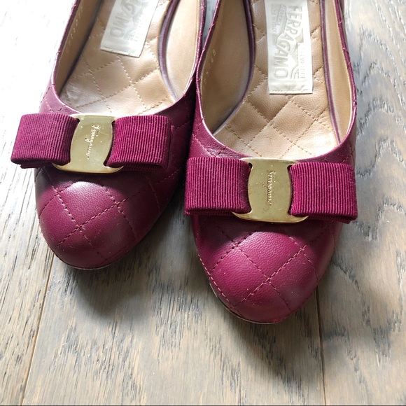 Vara Bow Pump Shoe - Burgundy/Quilted - Picture 2 of 5